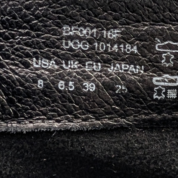 UGG Ankle Boots Suede & Leather Belted Buckle Block Heel Pull On Wright Black 8 - Picture 13 of 14